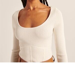 Abercrombie & Fitch white scoop neck sweater